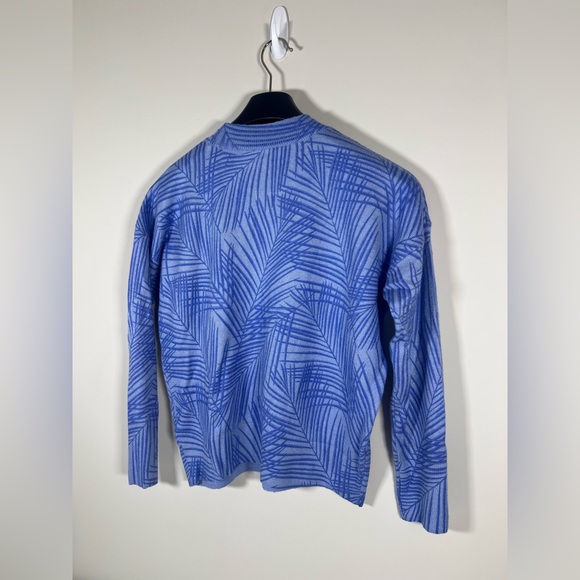 Vineyard Vines Blue Palm Leaf Print Wool Blend Mockneck Women's Sweater XS - Picture 5 of 6